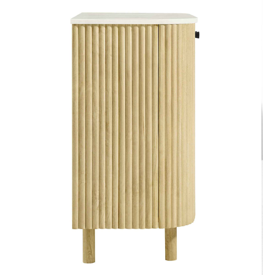 Caldera 33" Curved Solid Wood and Marble Accent Storage Cabinet by Modway