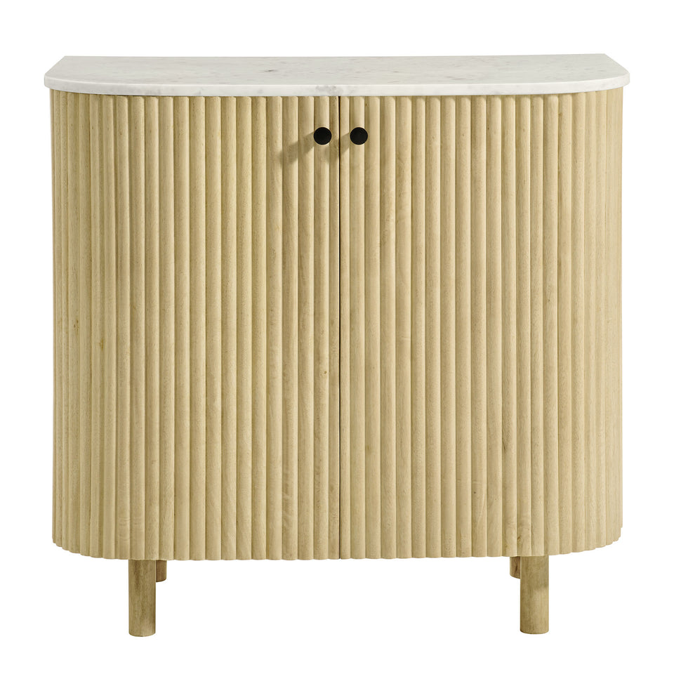 Caldera 33" Curved Solid Wood and Marble Accent Storage Cabinet by Modway