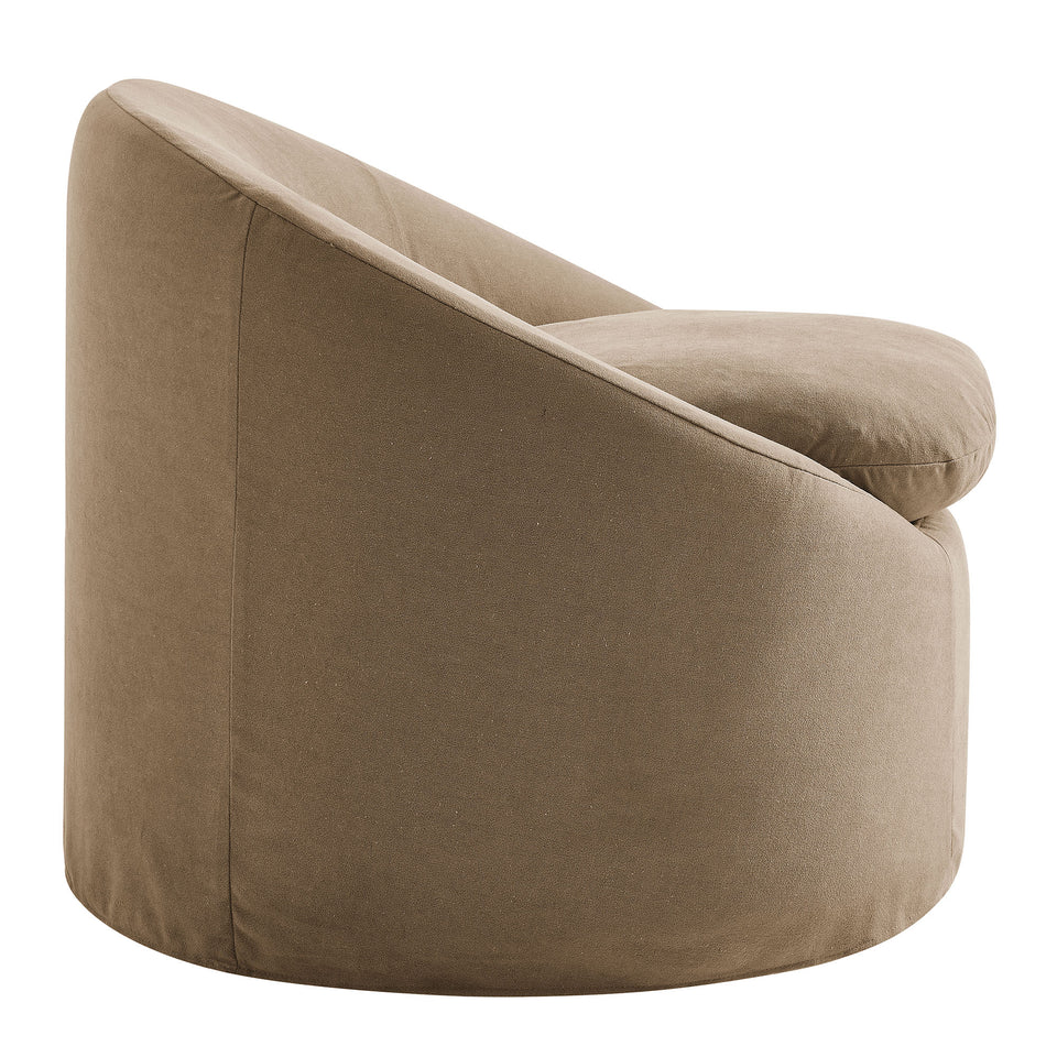 Sadie Slipcovered Linen-Blend Round Accent Chair by Modway