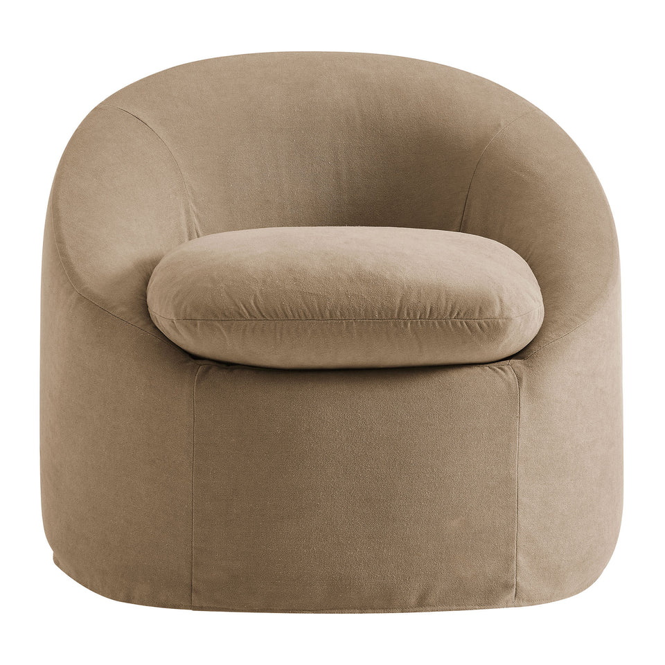 Sadie Slipcovered Linen-Blend Round Accent Chair by Modway