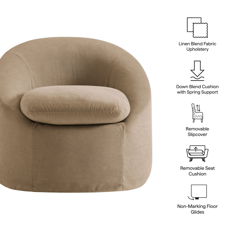 Sadie Slipcovered Linen-Blend Round Accent Chair by Modway