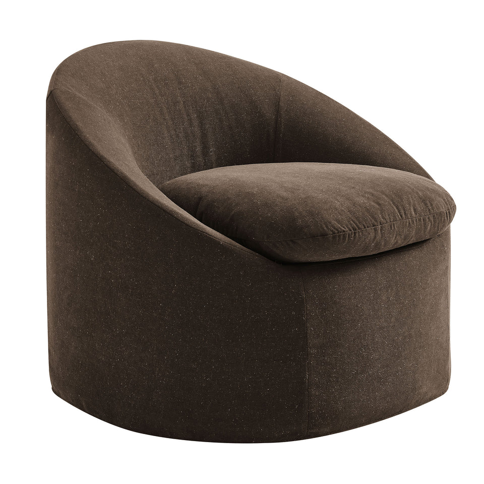 Sadie Slipcovered Linen-Blend Round Accent Chair by Modway
