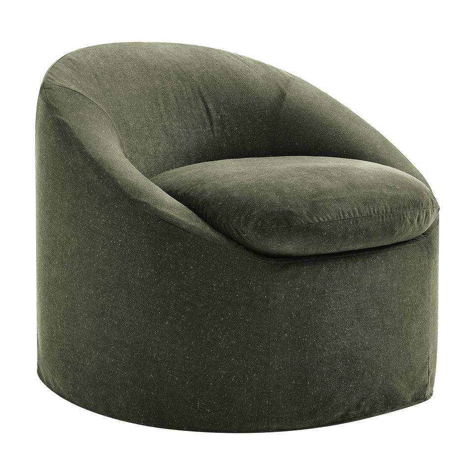 Sadie Slipcovered Linen-Blend Round Accent Chair by Modway