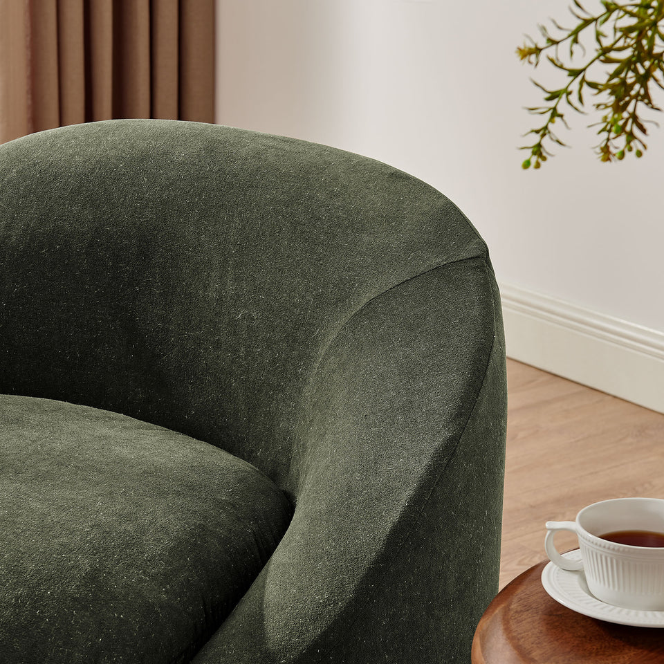 Sadie Slipcovered Linen-Blend Round Accent Chair by Modway
