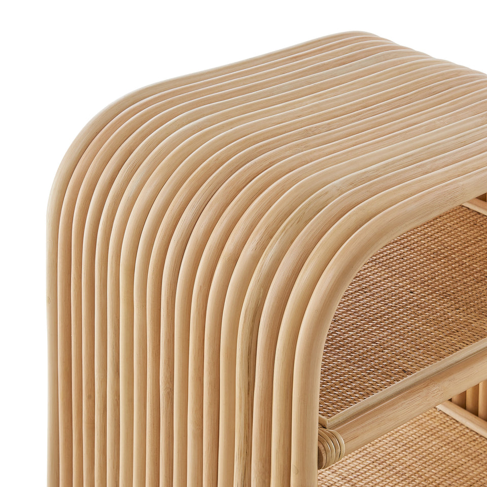 Eve Curved Natural Rattan Side Table by Modway