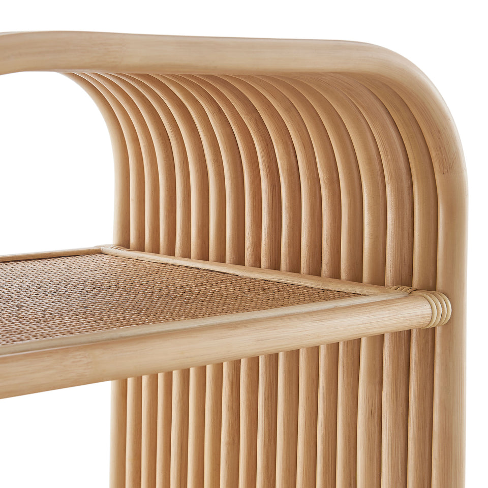 Eve Curved Natural Rattan Side Table by Modway