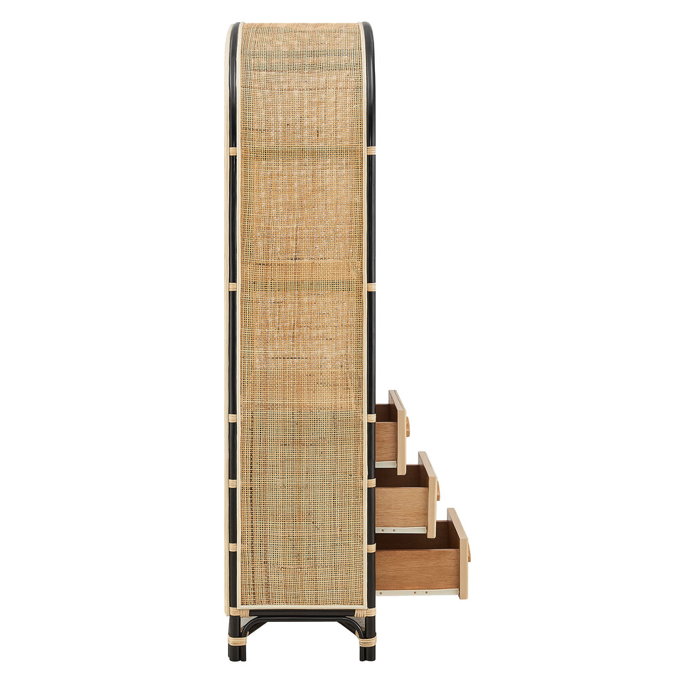 Jane 71 Inch Tall Arched Natural Rattan Bookshelf by Modway