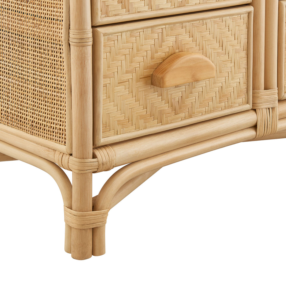 Jane 71 Inch Tall Arched Natural Rattan Bookshelf by Modway