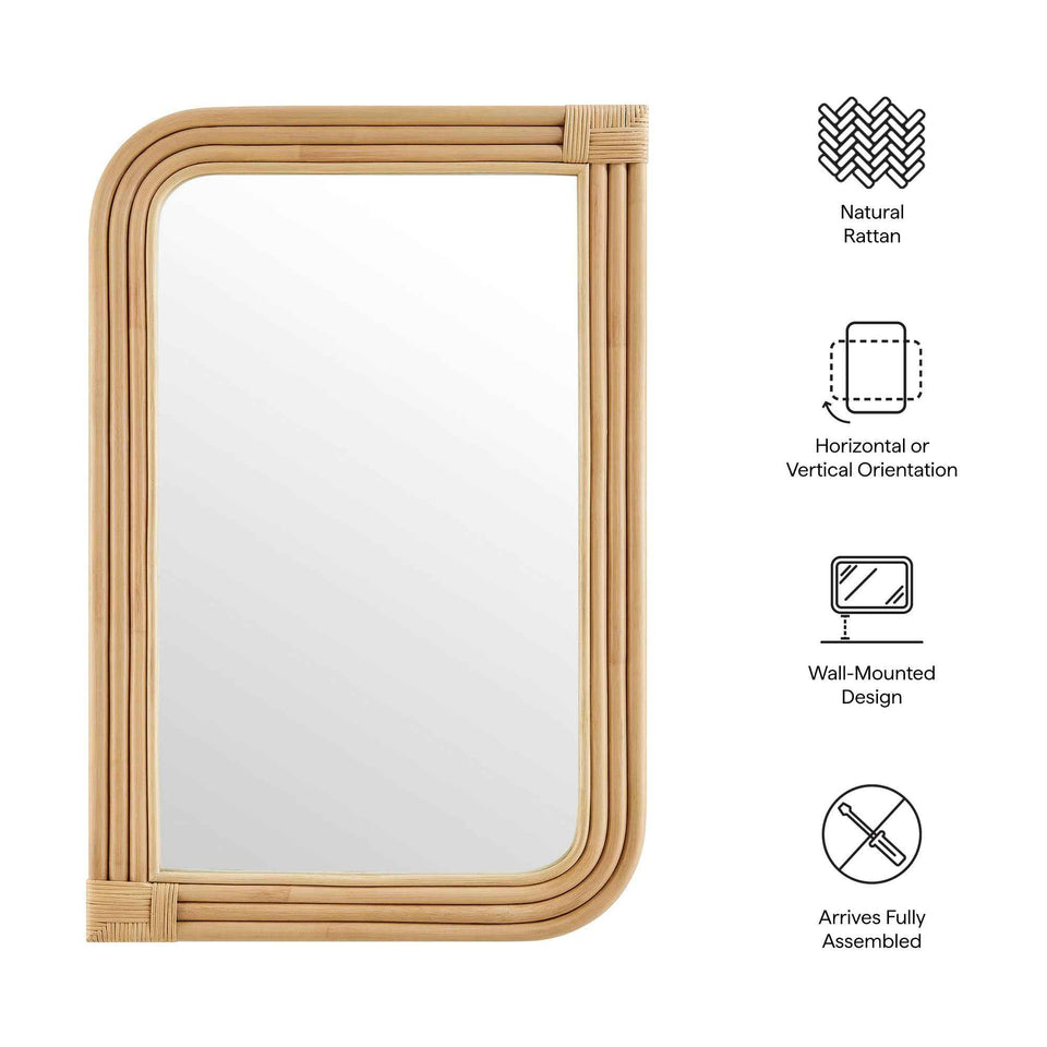 Corsica Curved Rectangle Rattan Wall Mirror by Modway