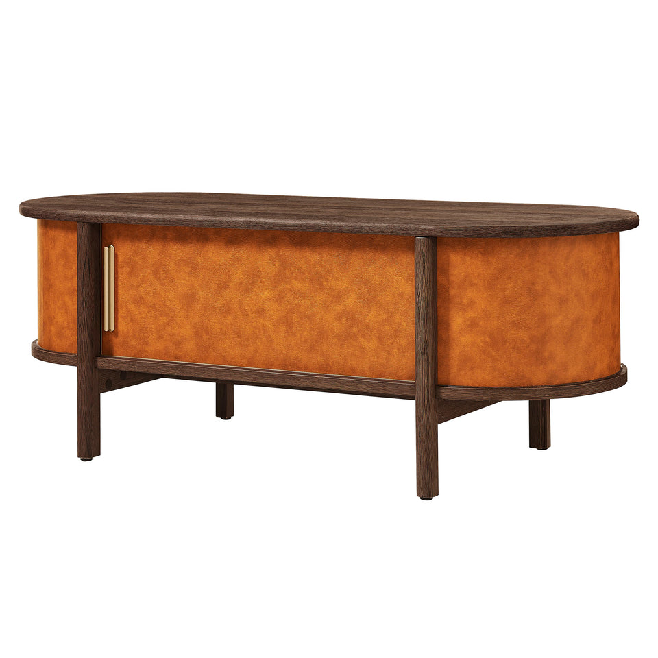 Coralie Curved Vegan Leather Oval Coffee Table by Modway