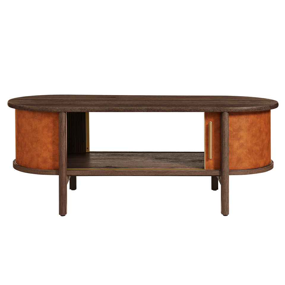 Coralie Curved Vegan Leather Oval Coffee Table by Modway