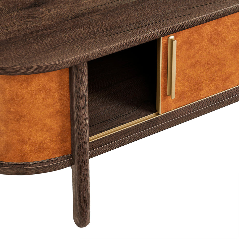Coralie Curved Vegan Leather Oval Coffee Table by Modway
