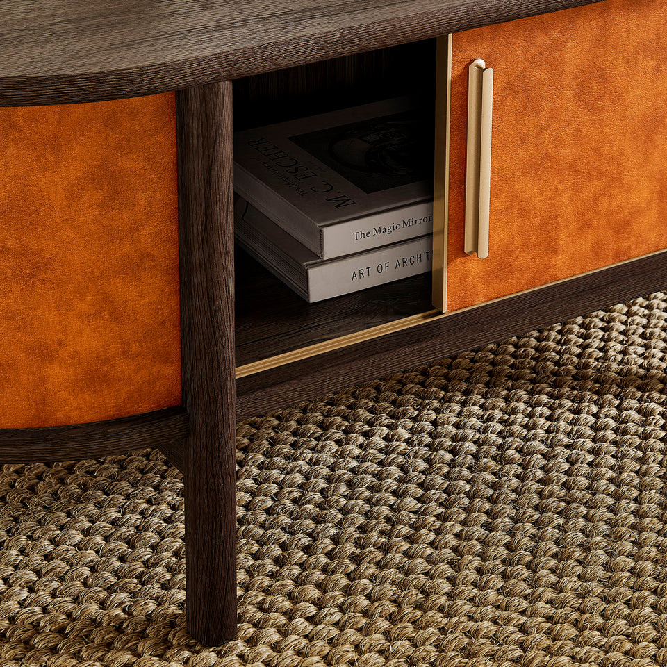 Coralie Curved Vegan Leather Oval Coffee Table by Modway