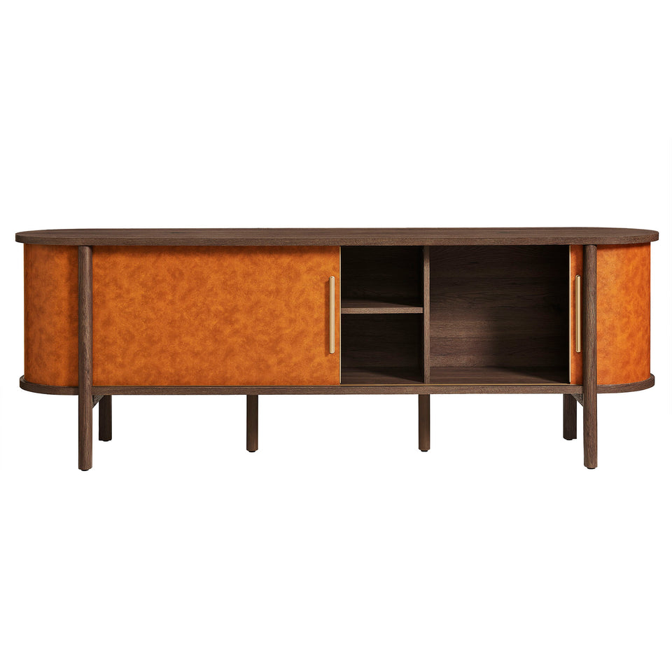 Coralie Curved 71" Vegan Leather Oval TV Stand by Modway