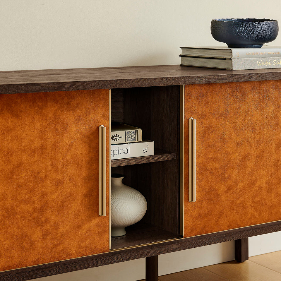 Coralie Curved 71" Vegan Leather Oval TV Stand by Modway