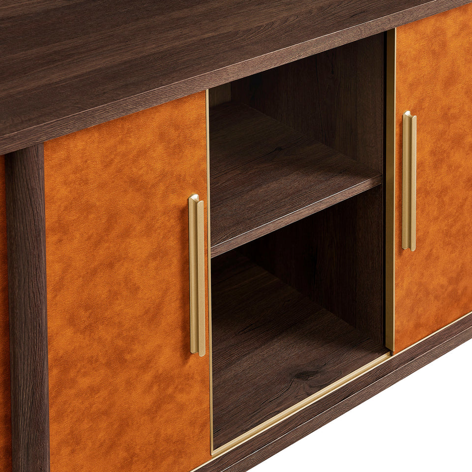 Coralie Curved Vegan Leather Oval Sideboard by Modway