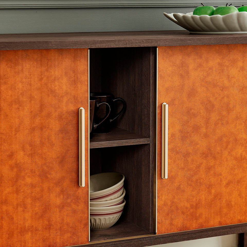 Coralie Curved Vegan Leather Oval Sideboard by Modway