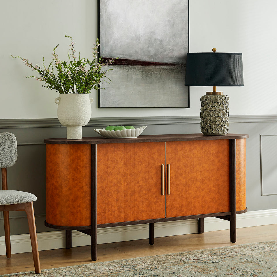 Coralie Curved Vegan Leather Oval Sideboard by Modway