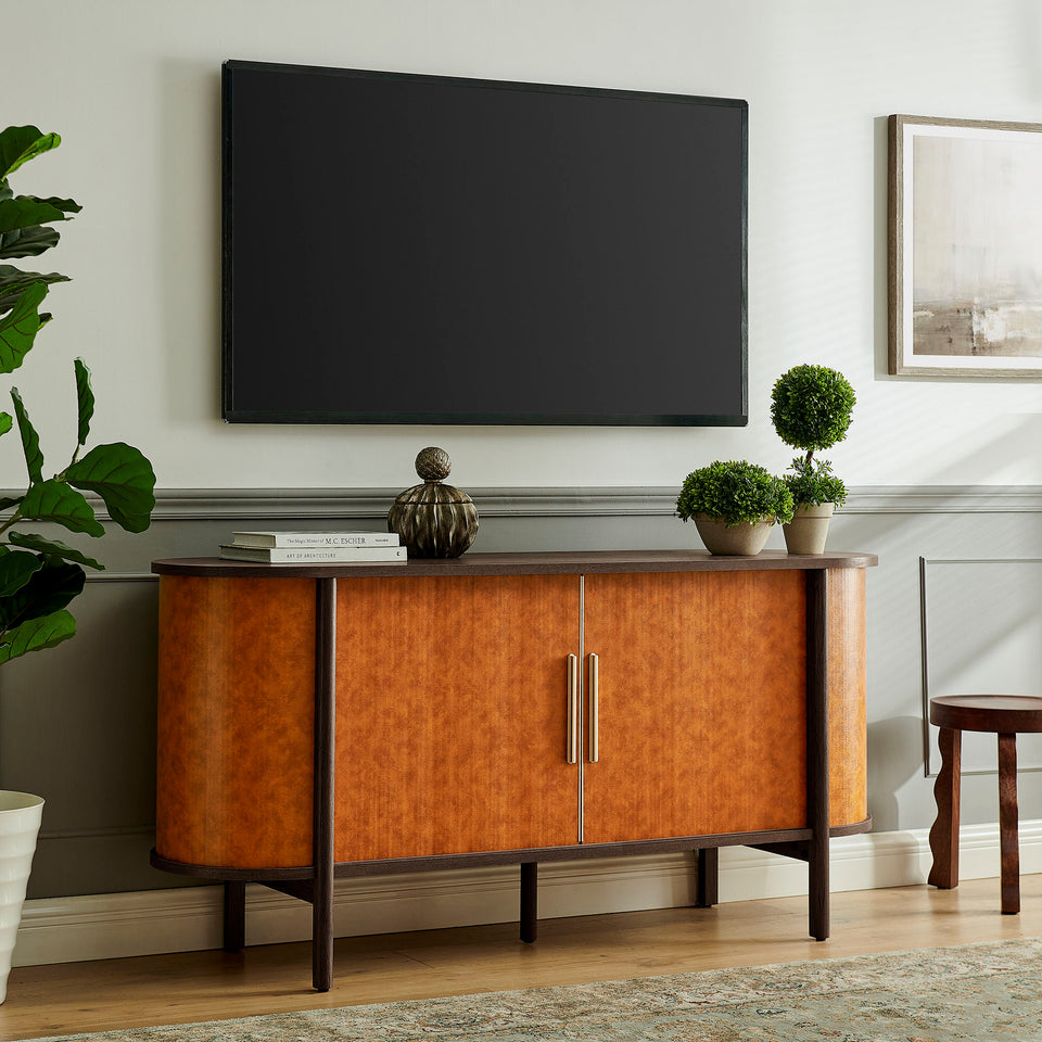Coralie Curved Vegan Leather Oval Sideboard by Modway