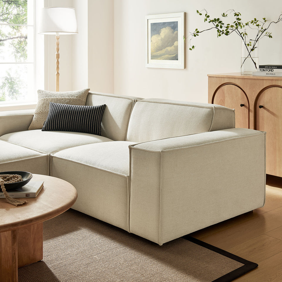 Restore 3-Piece Performance Fabric Upholstered Modular Loveseat with Ottoman by Modway