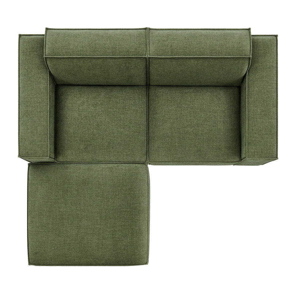 Restore 3-Piece Performance Fabric Upholstered Modular Loveseat with Ottoman by Modway