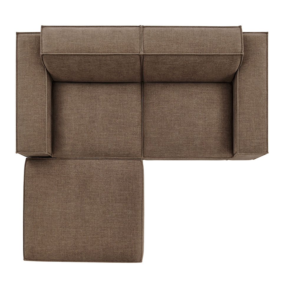 Restore 3-Piece Performance Fabric Upholstered Modular Loveseat with Ottoman by Modway