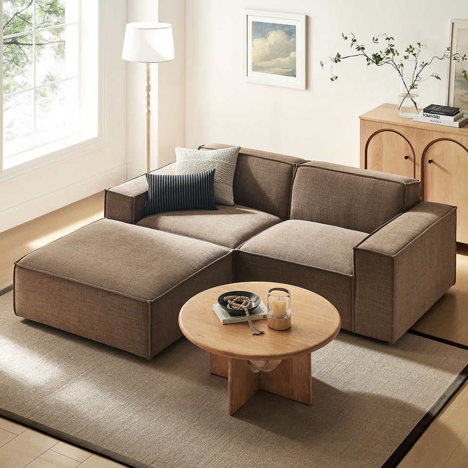 Restore 3-Piece Performance Fabric Upholstered Modular Loveseat with Ottoman by Modway