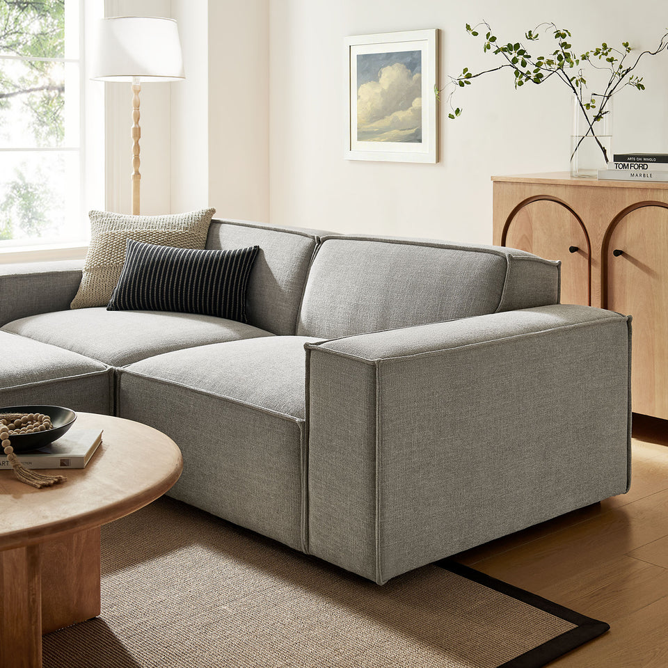 Restore 3-Piece Performance Fabric Upholstered Modular Loveseat with Ottoman by Modway