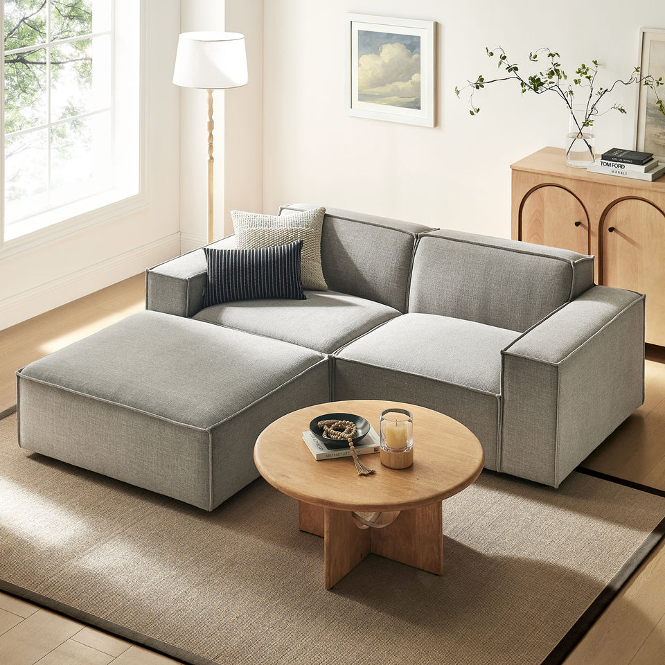 Restore 3-Piece Performance Fabric Upholstered Modular Loveseat with Ottoman by Modway