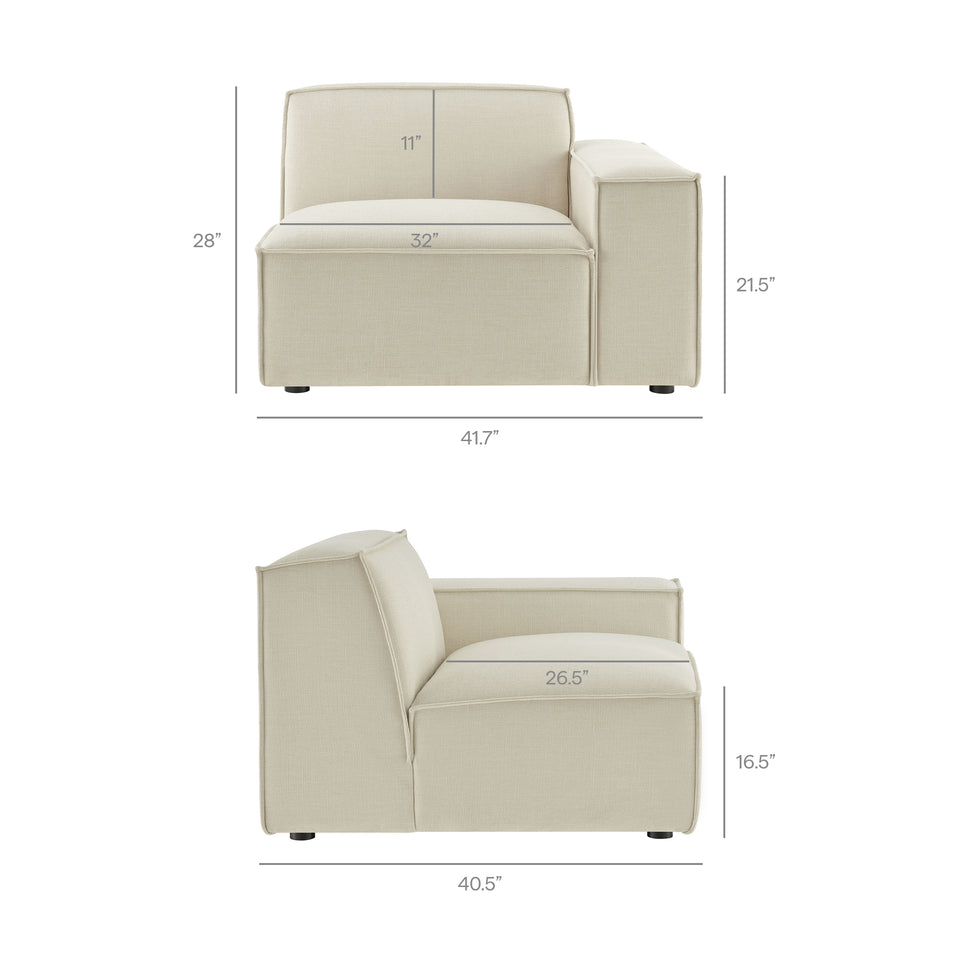 Restore 4-Piece Performance Fabric Upholstered Modular Sofa Set with Ottoman by Modway