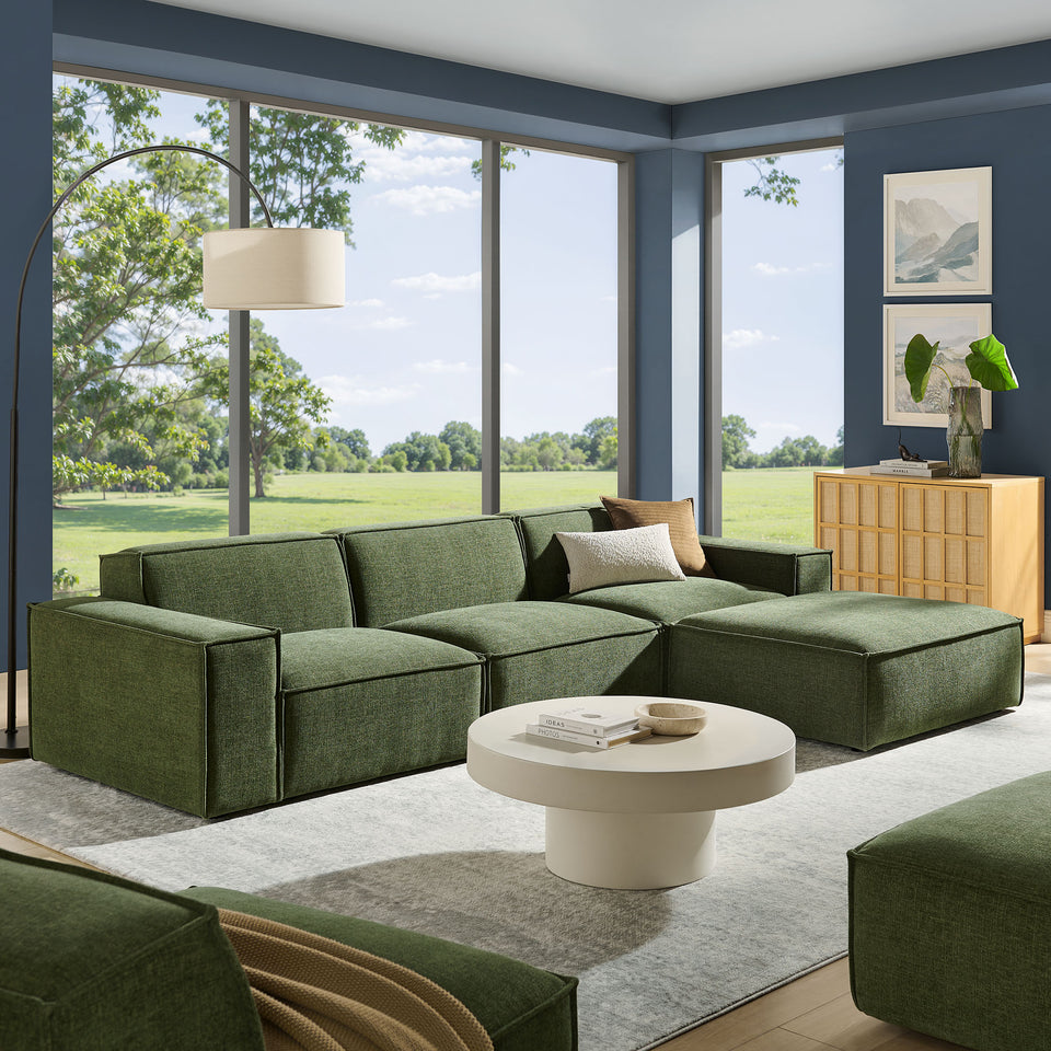 Restore 4-Piece Performance Fabric Upholstered Modular Sofa Set with Ottoman by Modway