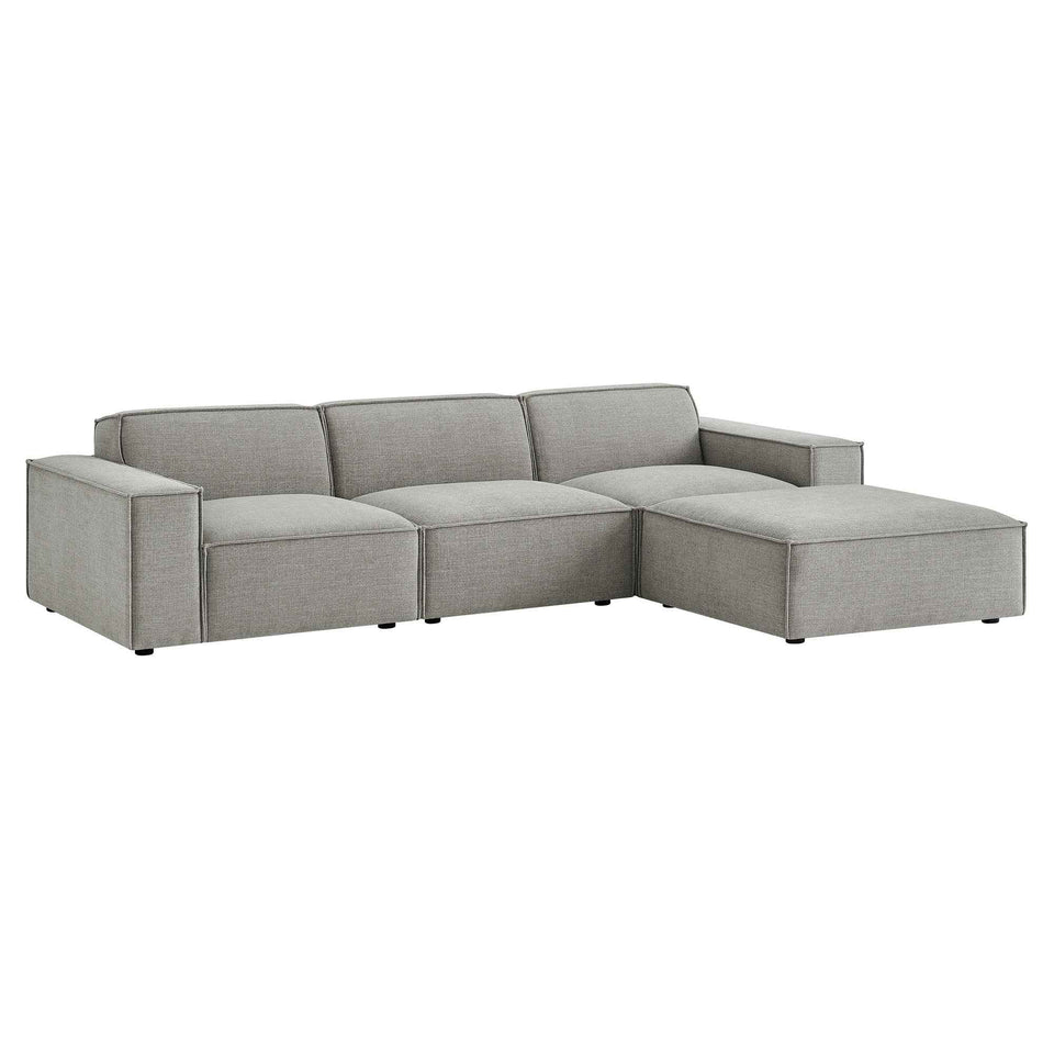 Restore 4-Piece Performance Fabric Upholstered Modular Sofa Set with Ottoman by Modway