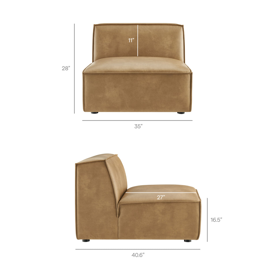 Restore 4-Piece Vegan Leather Modular Sofa Set with Ottoman by Modway