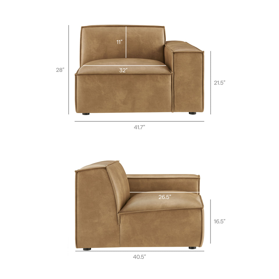 Restore 4-Piece Vegan Leather Modular Sofa Set with Ottoman by Modway