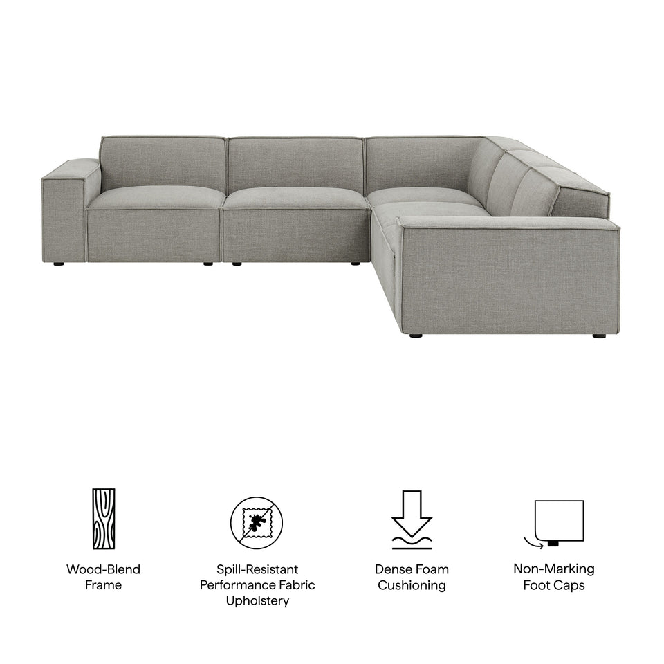 Restore 5-Piece Performance Fabric Upholstered Modular L-Shaped Sofa by Modway
