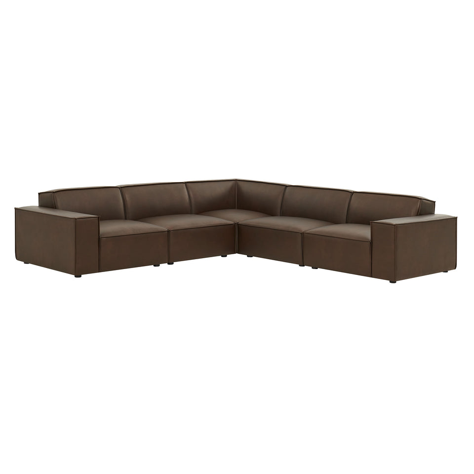 Restore 5-Piece Vegan Leather Modular L-Shaped Sofa by Modway