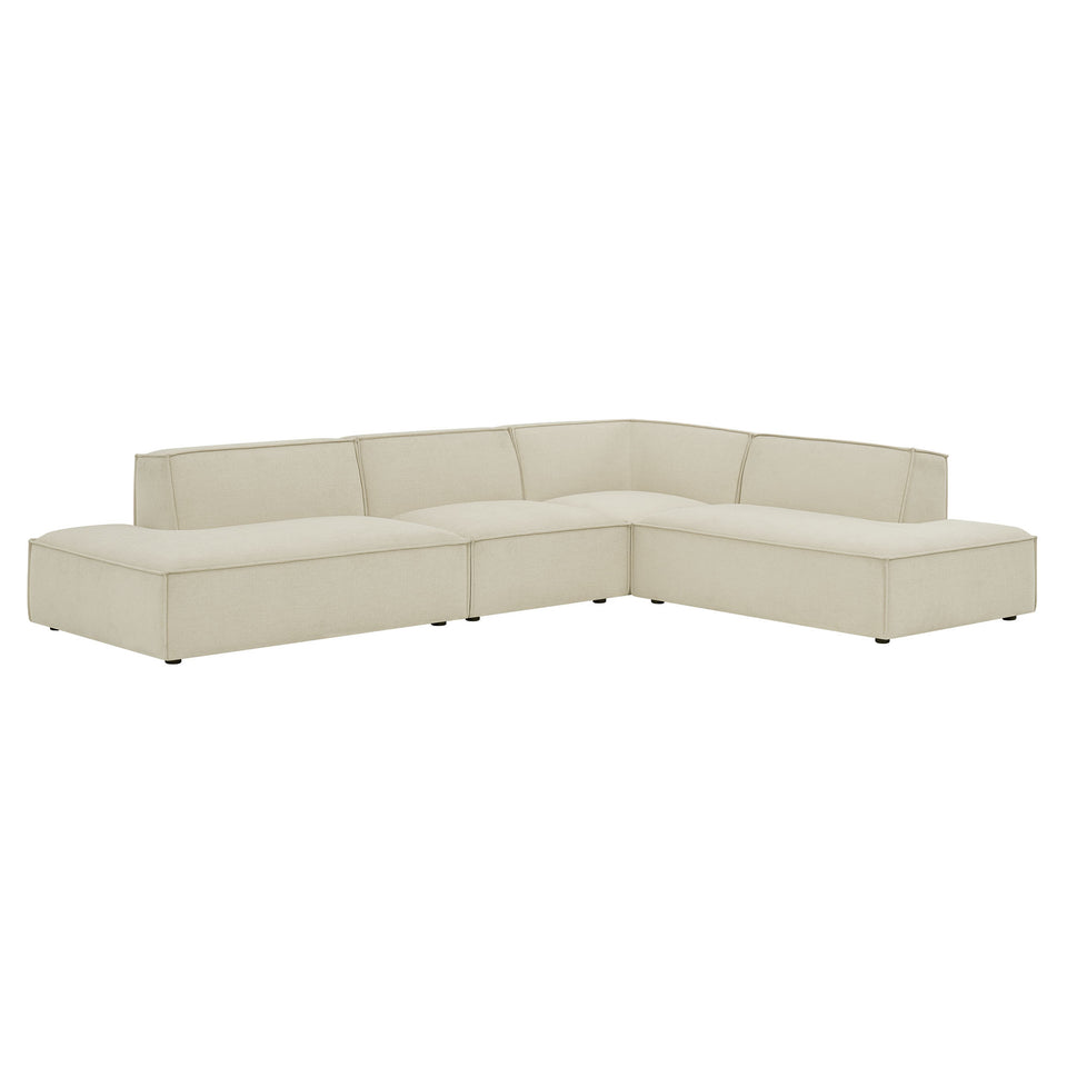 Restore 4-Piece Performance Fabric Upholstered Modular L-Shaped Armless Sectional Sofa by Modway