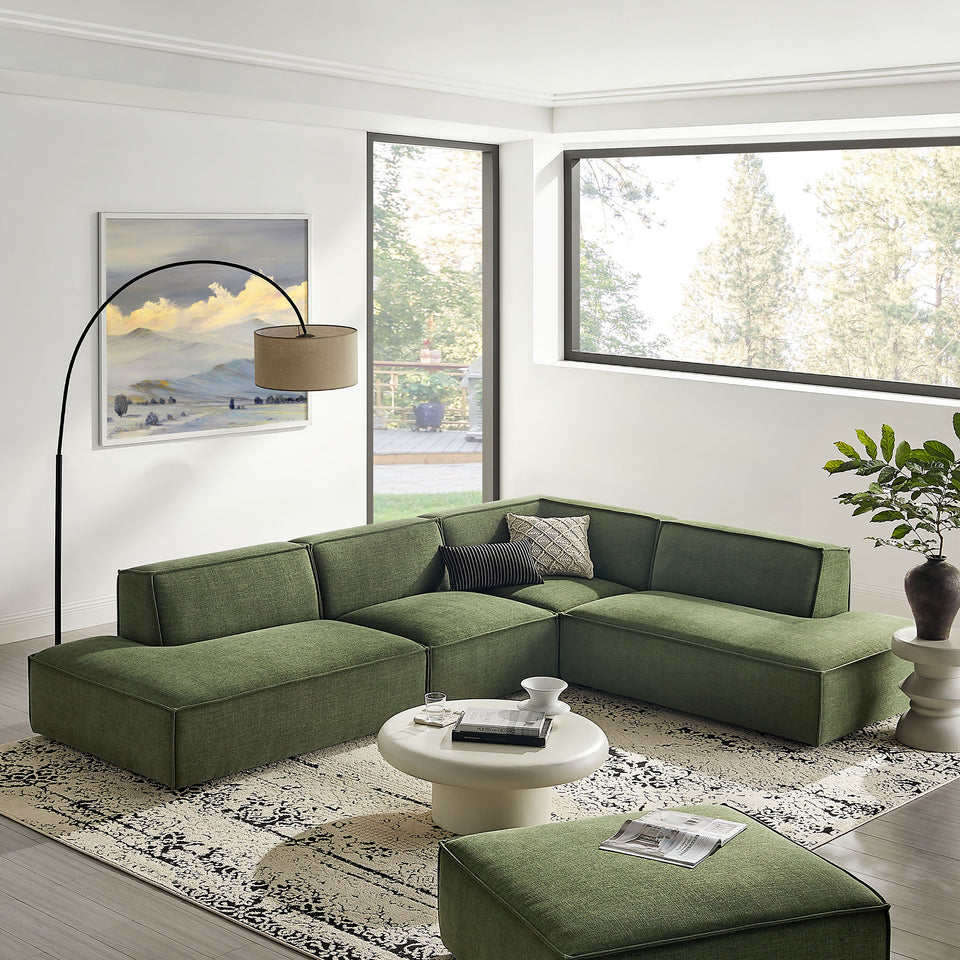 Restore 4-Piece Performance Fabric Upholstered Modular L-Shaped Armless Sectional Sofa by Modway