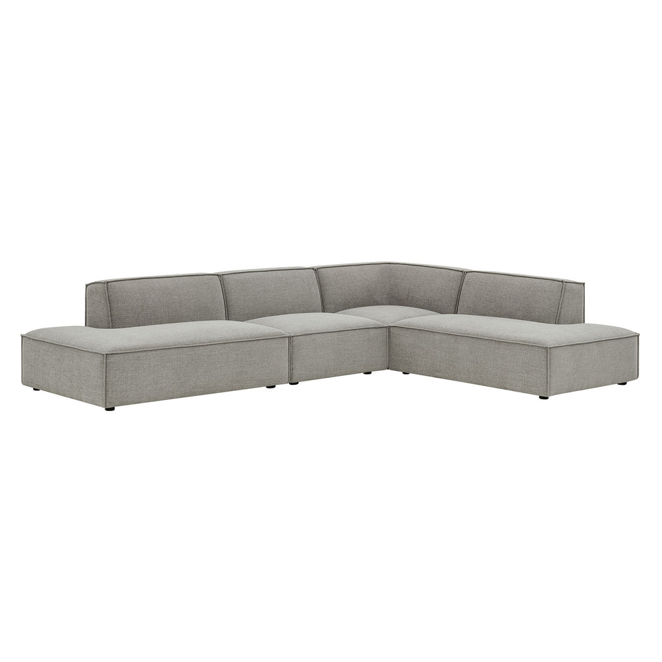 Restore 4-Piece Performance Fabric Upholstered Modular L-Shaped Armless Sectional Sofa by Modway