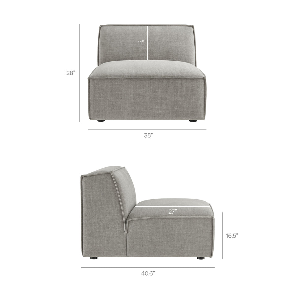 Restore 4-Piece Performance Fabric Upholstered Modular L-Shaped Armless Sectional Sofa by Modway