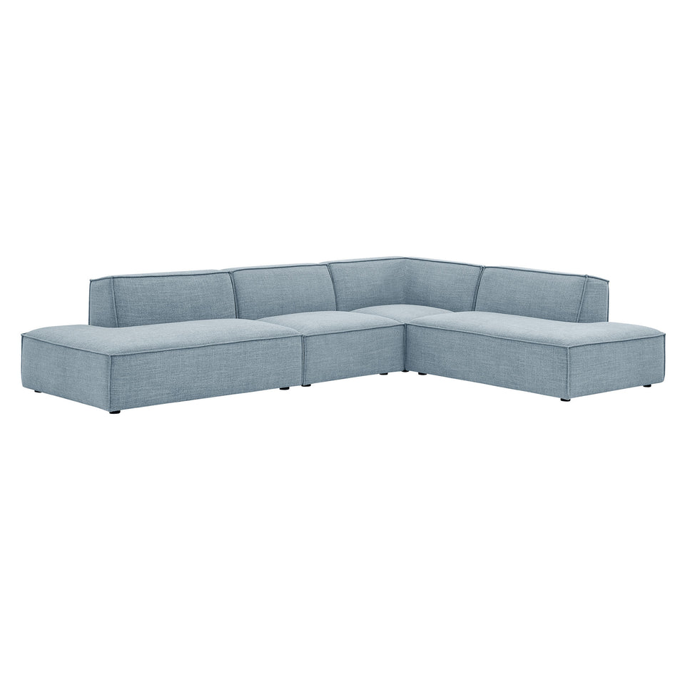 Restore 4-Piece Performance Fabric Upholstered Modular L-Shaped Armless Sectional Sofa by Modway