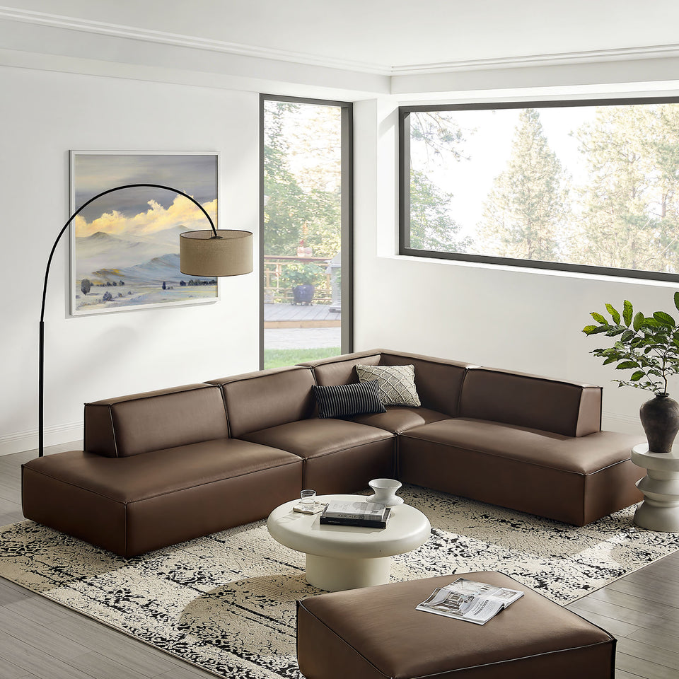 Restore 4-Piece Vegan Leather Modular L-Shaped Armless Sectional Sofa by Modway
