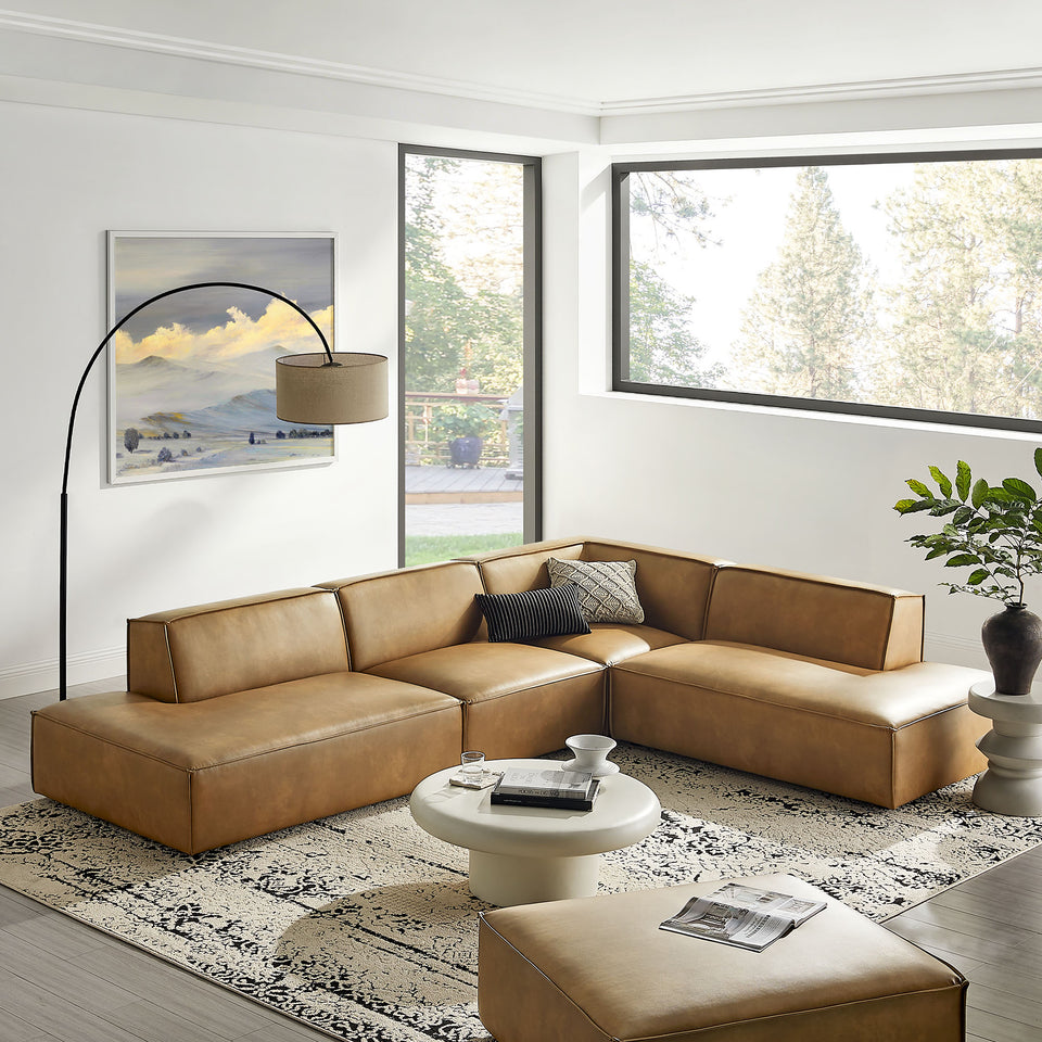 Restore 4-Piece Vegan Leather Modular L-Shaped Armless Sectional Sofa by Modway