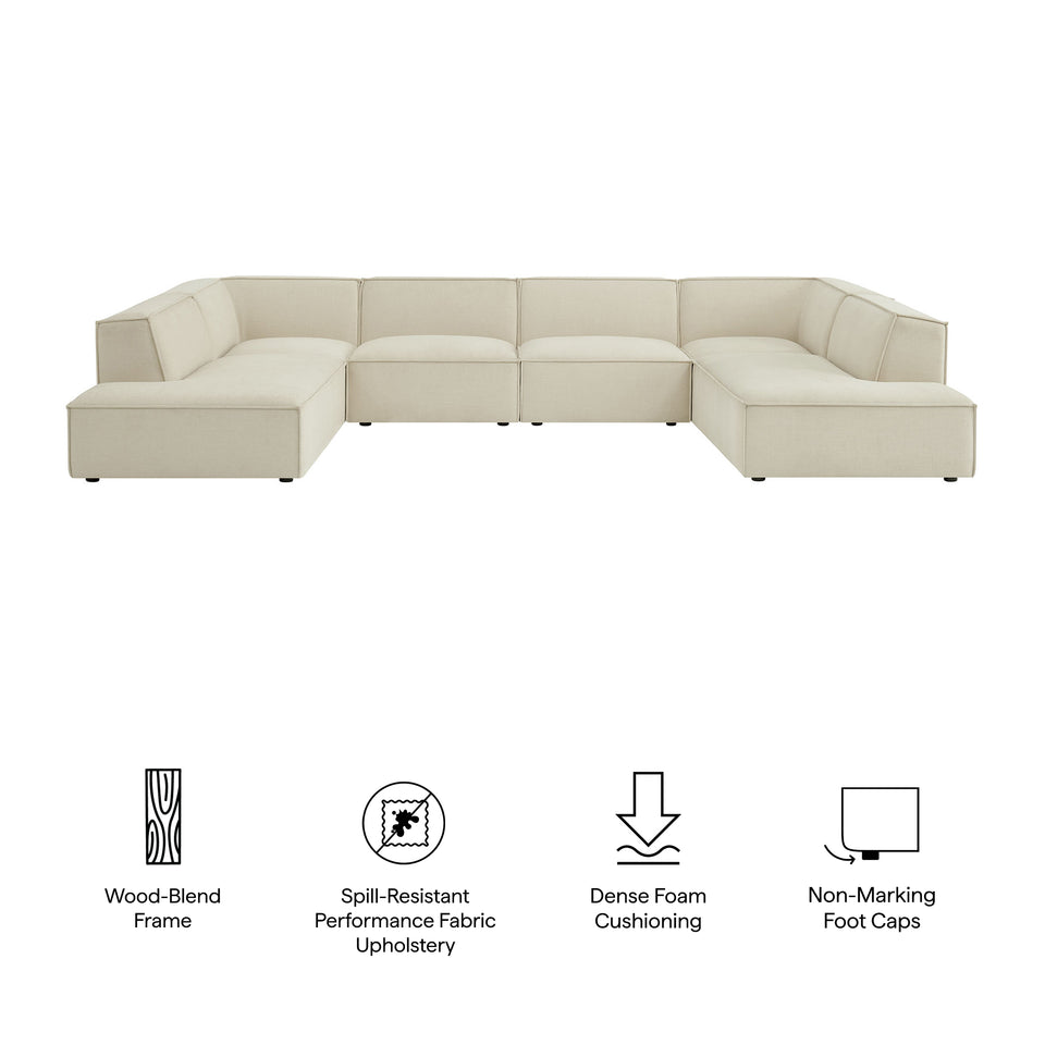 Restore 6-Piece Performance Fabric Upholstered U-Shaped Sectional Sofa by Modway
