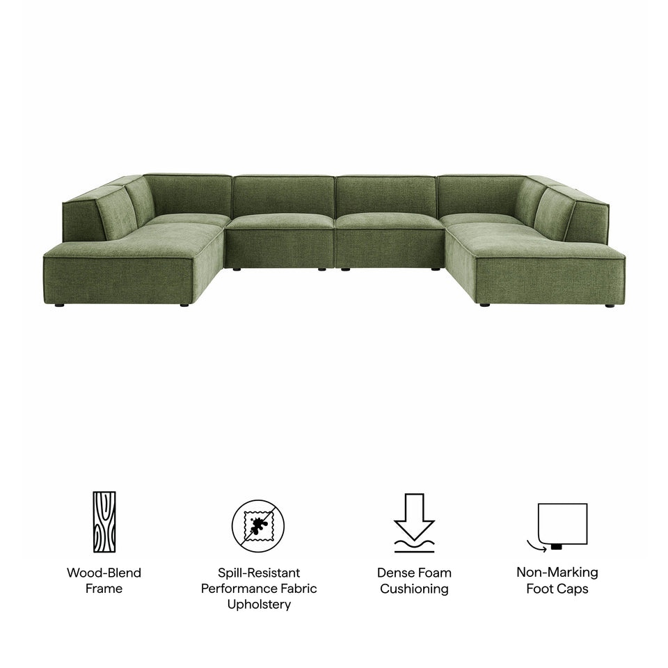 Restore 6-Piece Performance Fabric Upholstered U-Shaped Sectional Sofa by Modway