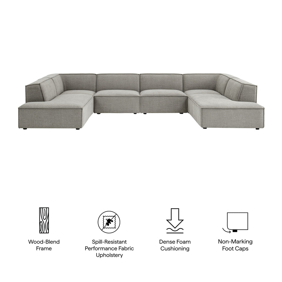 Restore 6-Piece Performance Fabric Upholstered U-Shaped Sectional Sofa by Modway