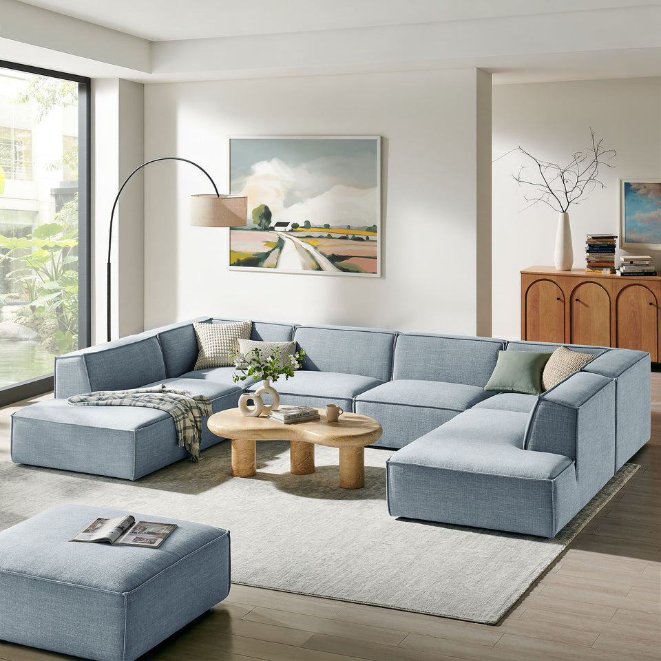 Restore 6-Piece Performance Fabric Upholstered U-Shaped Sectional Sofa by Modway