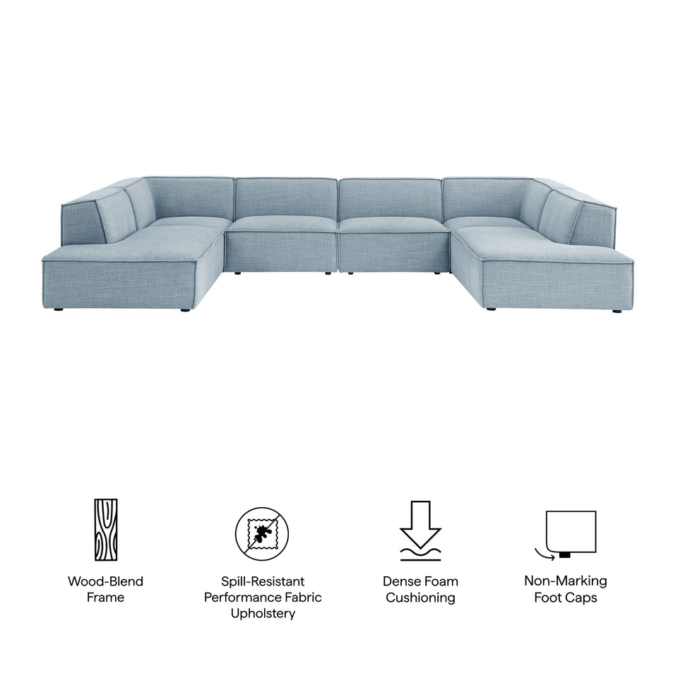 Restore 6-Piece Performance Fabric Upholstered U-Shaped Sectional Sofa by Modway