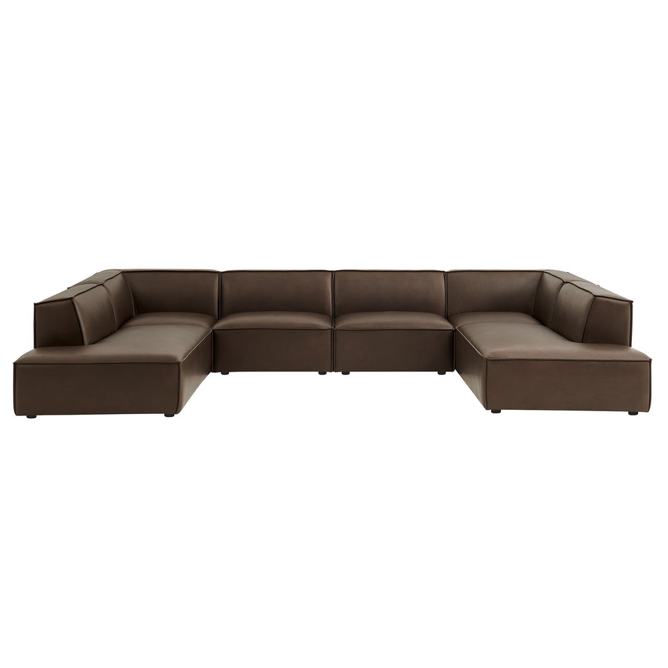 Restore 6-Piece Vegan Leather U-Shaped Armless Sectional Sofa by Modway