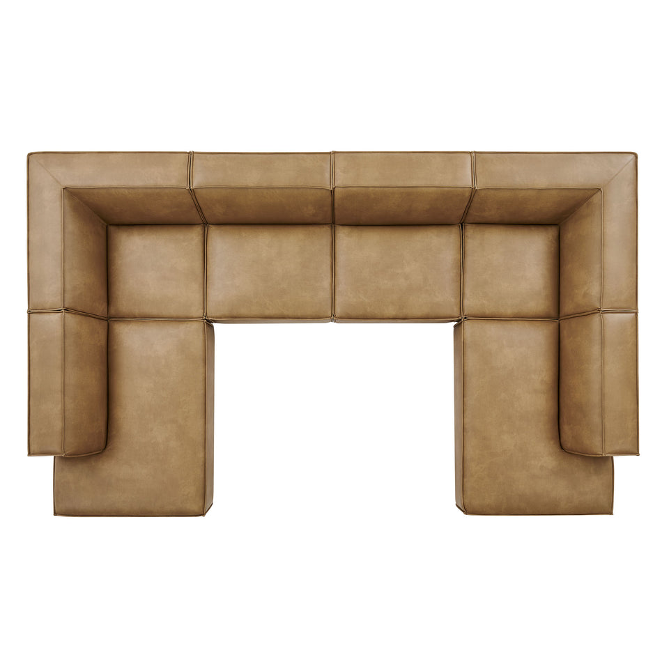 Restore 6-Piece Vegan Leather U-Shaped Armless Sectional Sofa by Modway